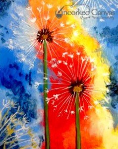 Make a wish with this cute Dandy Dandelions painting. This is your paint and wine near me!