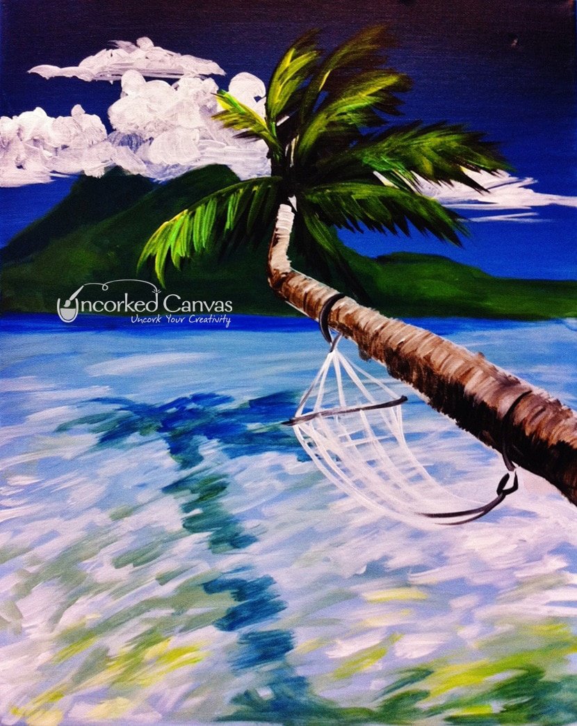 Cool off with this refreshing tropical paradise painting. A fun and easy acrylic painting for beginners!