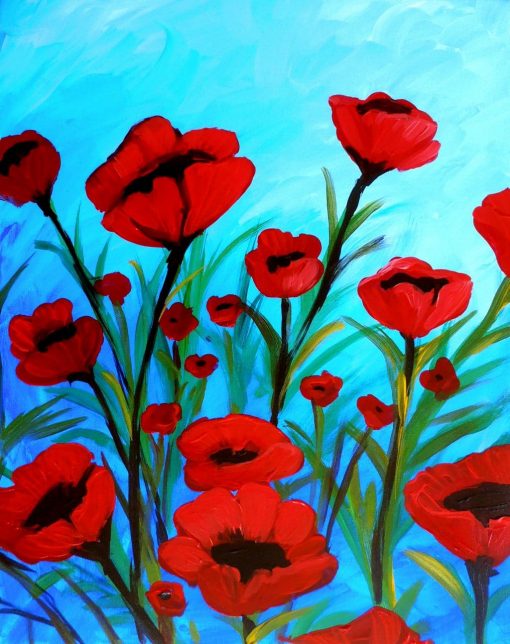A vibrant Poppy Field sure to make your paint nite fabulous!