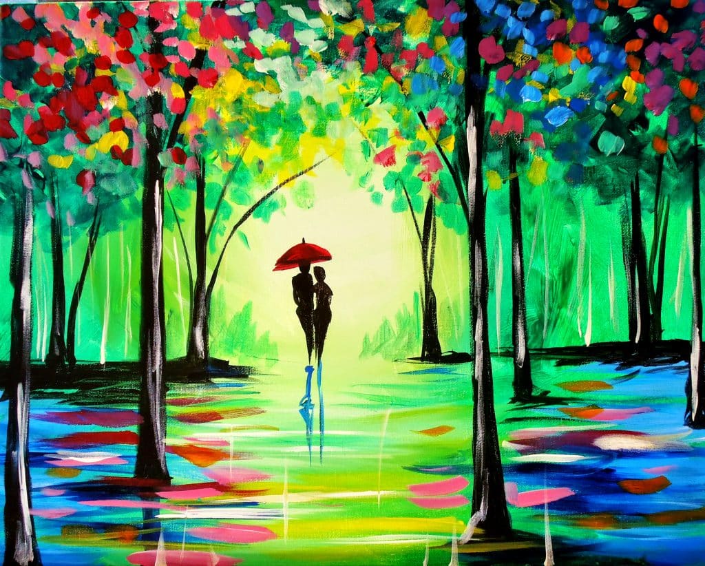 A colorful walk down an Emerald Pathway. Great acrylic painting for beginners.