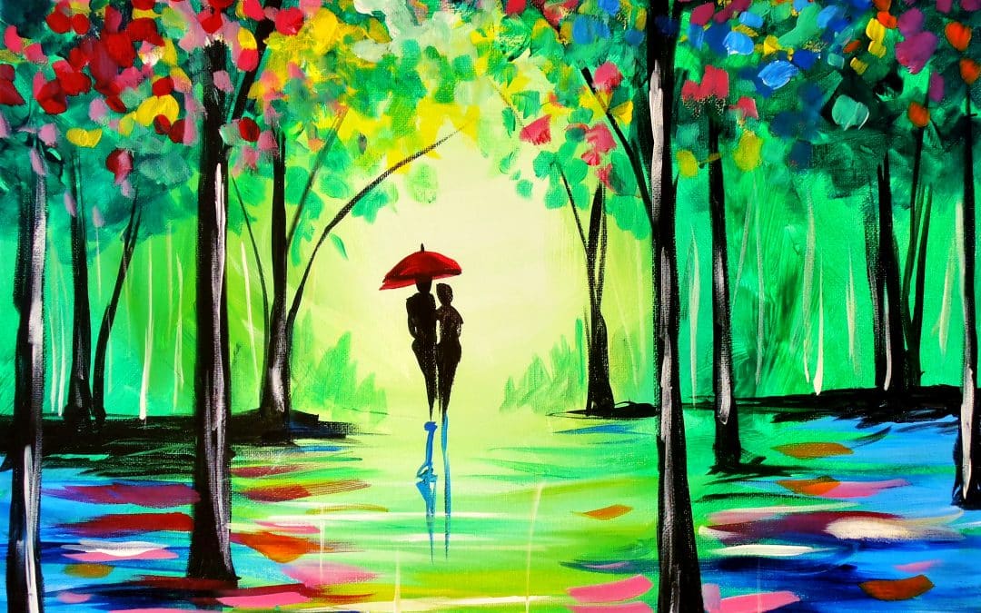 A colorful walk down an Emerald Pathway. Great acrylic painting for beginners.