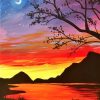 A peaceful sunset painting. This wine and paint class is perfect for beginners.