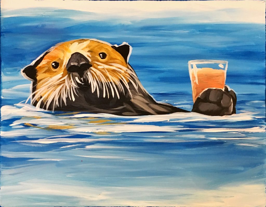 Odd Otter and Uncorked Canvas, a paint and sip near me experience