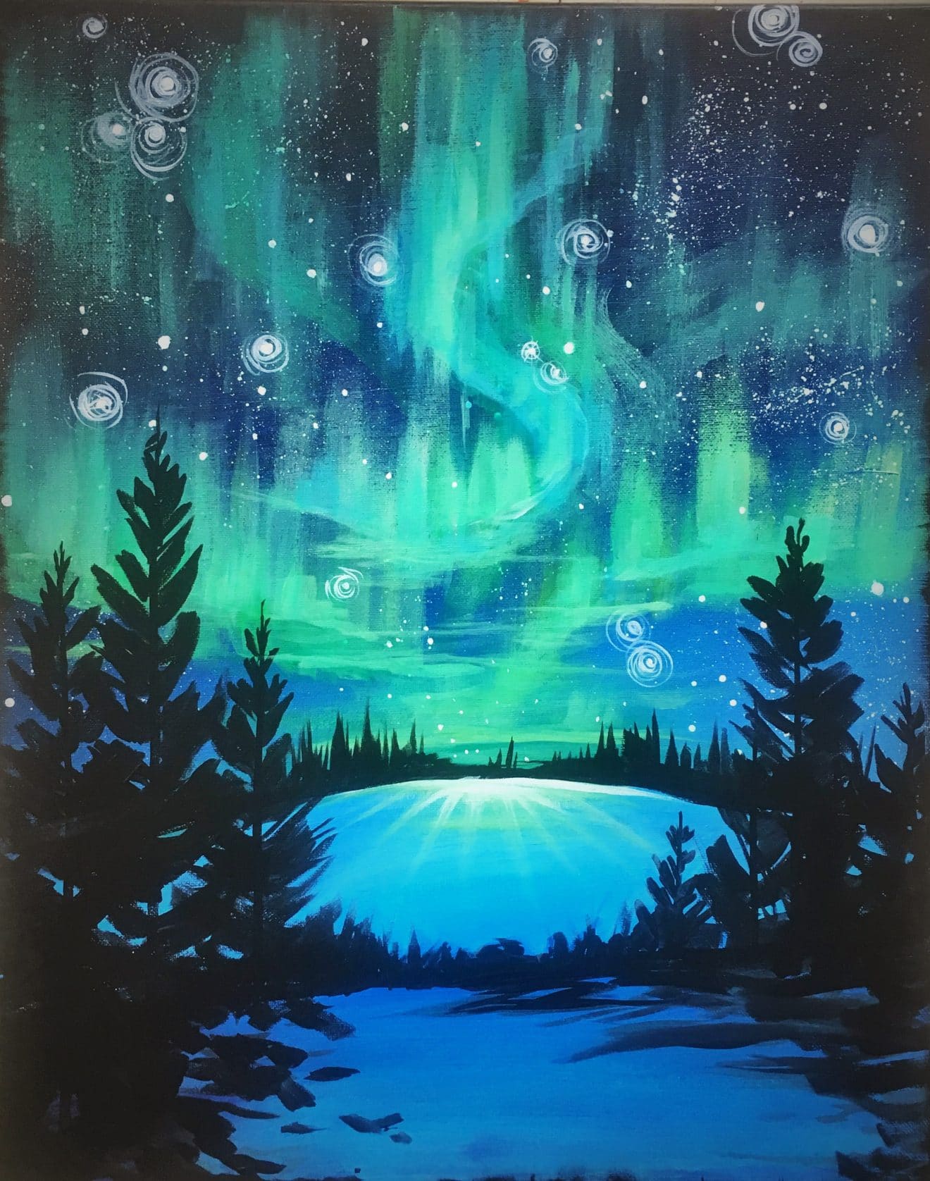 Northern Lights Art At Home Acrylic Painting with Tutorial