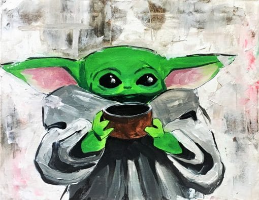 Grogu from Mandalorian. Painting with a twist of trivia.