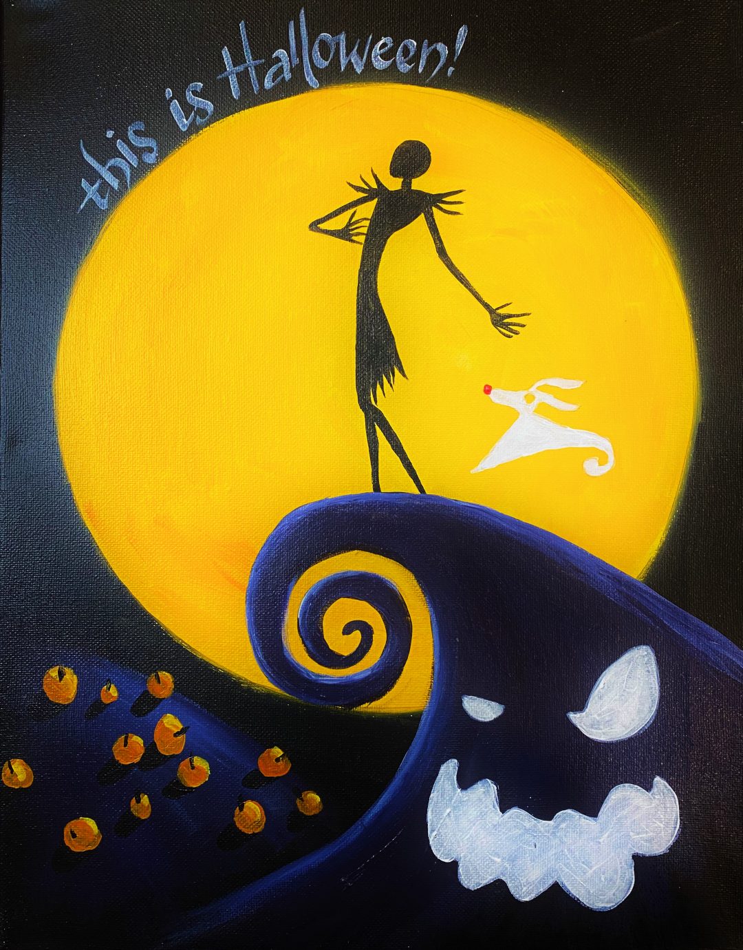 Paint & Sip Kit Nightmare Before Christmas Uncorked Canvas