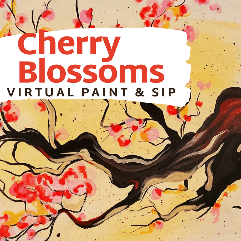 Cherry Blossoms ZOOM Paint and Sip Class With Supply Kit