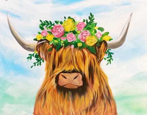 Highland Cow Painting Kit for Paint and Sip at Home