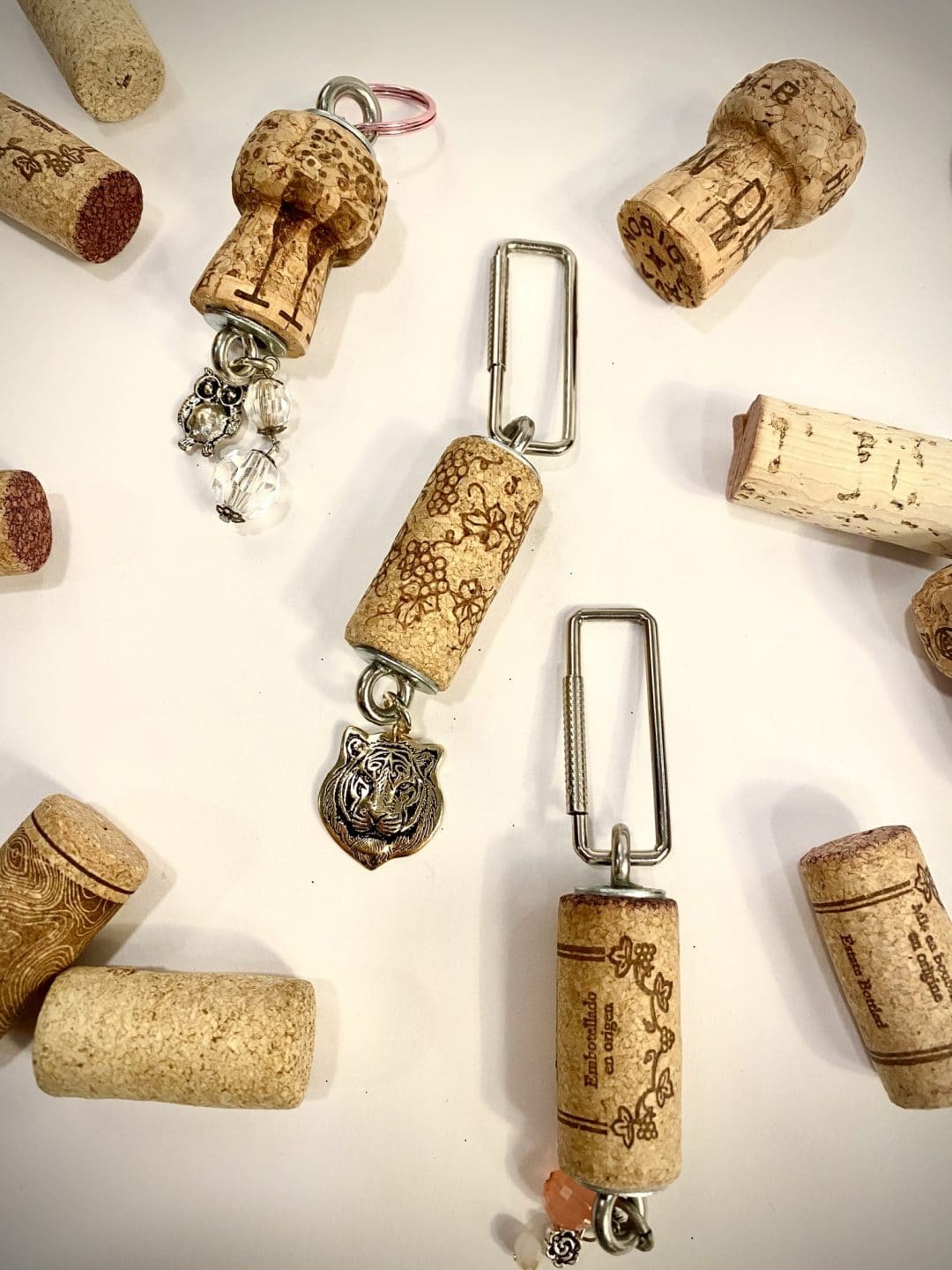 Wine cork keychain DIY craft project from Uncorked Canvas